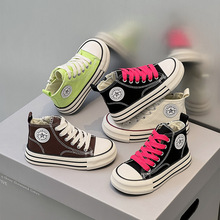 儿童高帮帆布鞋女童鞋子男童布鞋秋季宝宝板鞋2025新款小白鞋春季