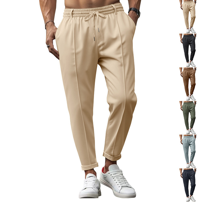 Men's Casual Slim-Fit Business Pants for Spring and Autumn, Solid Color, Large Size, Amazon Cross-Border Foreign Trade