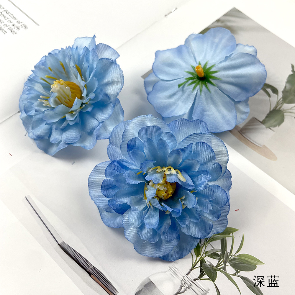 Hibiscus flores europeas DIY azalea falsa flores de flores de cabello accesorios de material de tocado de flores adornos de fotografía para el hogar