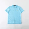 Cotton polo lake blue and yellow label