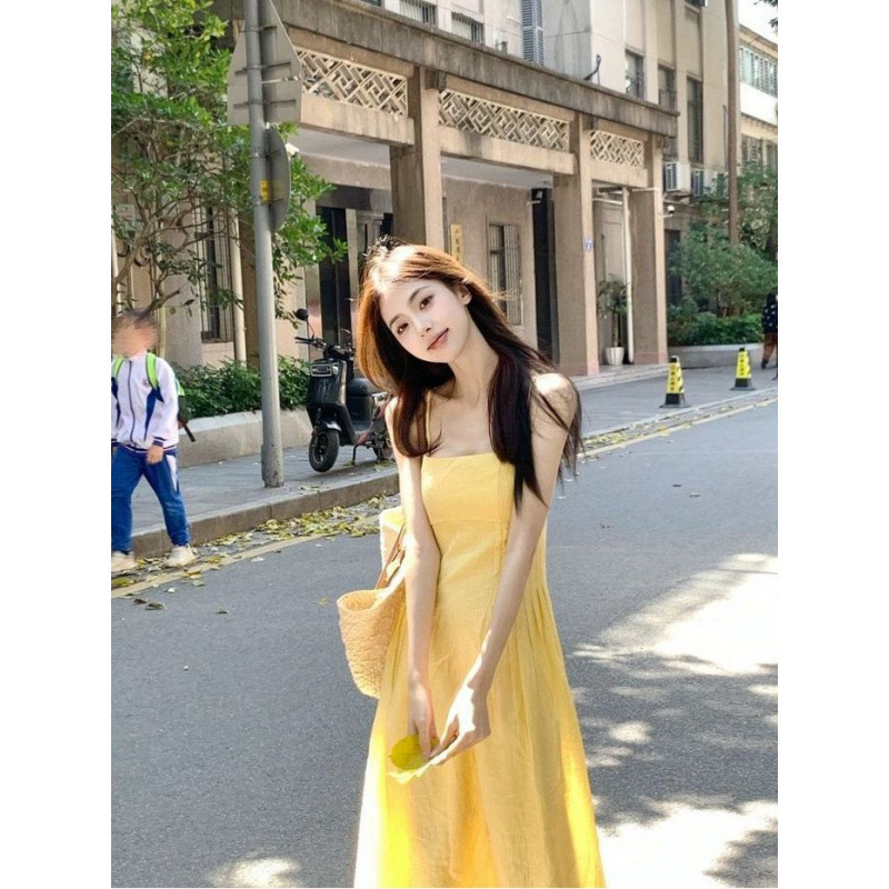 小个子吊带连衣裙女装夏季新款收腰气质长裙海边度假裙子跨境批发|undefined