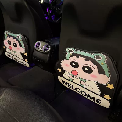 Car Anti-Kick Mat for Rear Seats, Interior Decoration, Seat Back Anti-Wear, Cute and Durable Mat, Car Accessory, Protective Shield (Chair back anti-kick pad) - crayon-shin-chan-anti-kick-pads-leather-pair