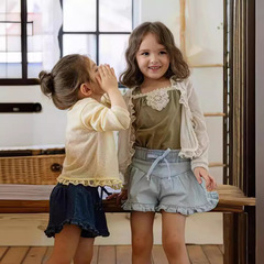 Summer 2024 Strawberry Sugar Girl Lace Edge 3-Color Sweet Air-Conditioning Shirt Sun-Shirt