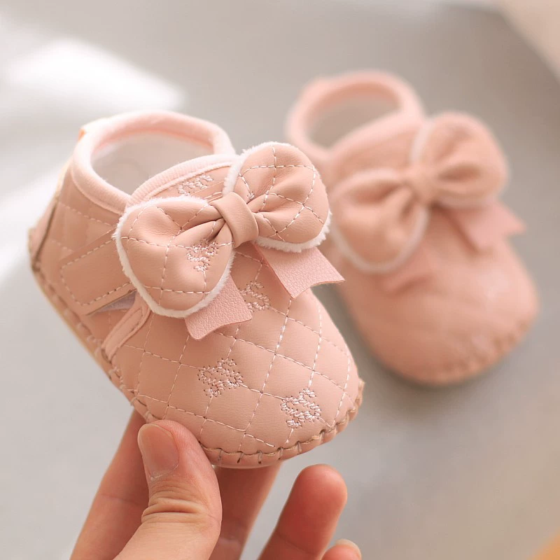 Зимняя годичная детская хлопковая обувь на мягкой подошве, детская обувь, осенне-зимняя обувь принцессы, теплая хлопковая обувь на флисовой подкладке