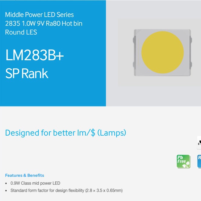 三星 LED 9V round cup 1W RA80/RA90 2835 LM283B+ SP brightness Samsung lamp bead