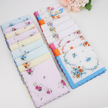 全棉30cm印花女士手帕月牙边可DIY复古怀旧风吸汗清爽小手绢批发