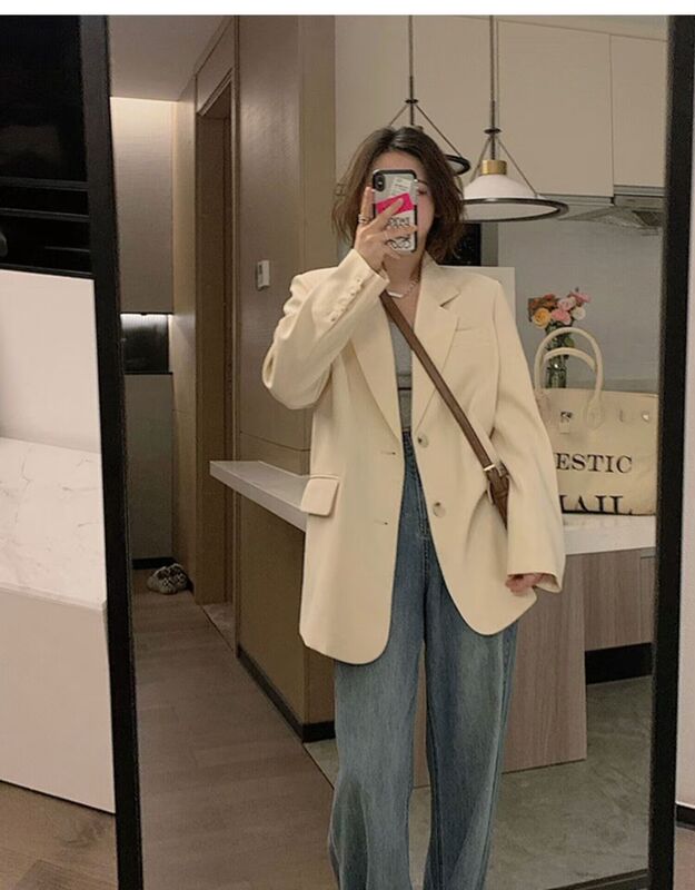 白色小西装外套女2025秋季新款休闲小众韩系西服小个子chic上衣|undefined
