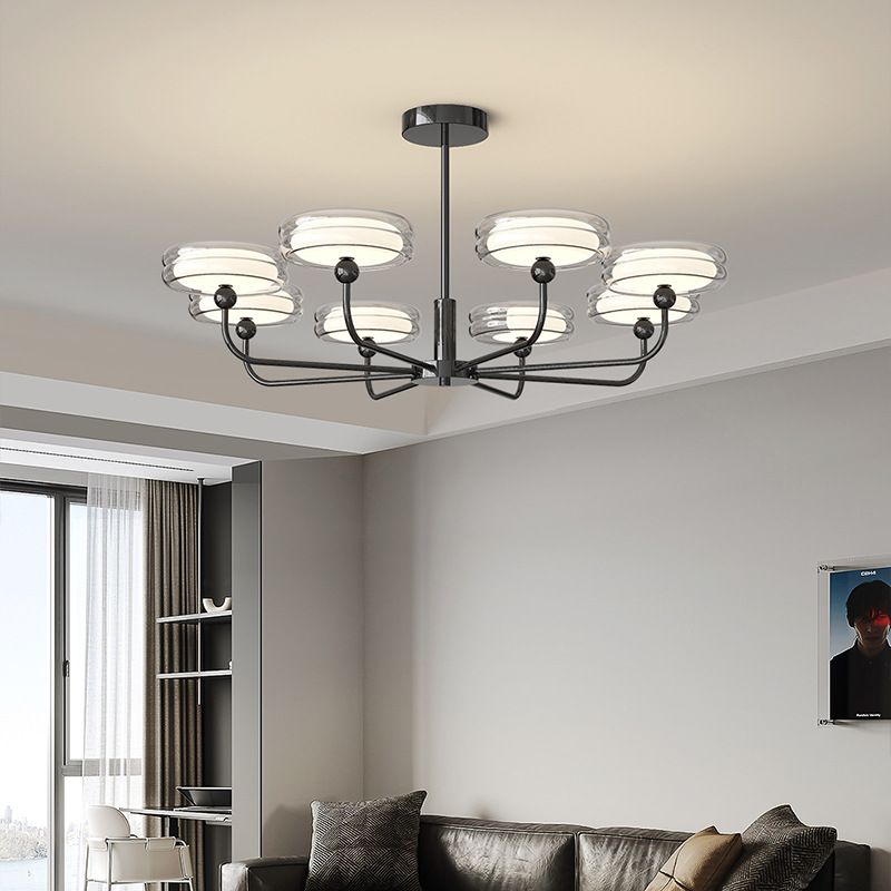 Lámpara de sala de estar, lámpara de araña de rama, lámpara principal de sala, lámpara de protección ocular LED de espectro completo de estilo crema simple moderna