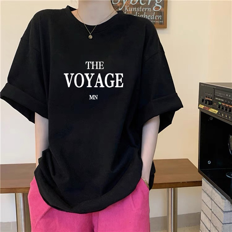 Camiseta de manga corta para mujer de algodón pesado de 230g, camiseta de verano de 2024, camiseta de mujer negra, camisa de fondo