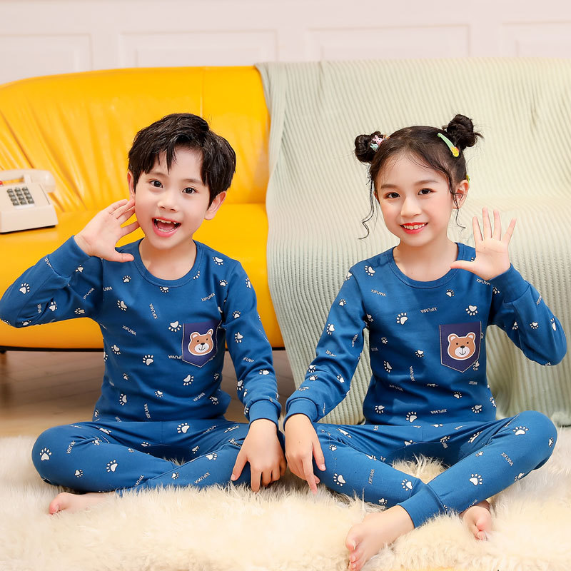 XFW 블루 알파벳 곰 잠옷 세트