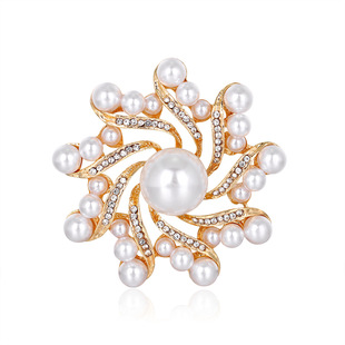 wholesale nouvelle broche de perle sertie de diamants en alliage de plantes de grenade dgoulinant d39huile Nihaojewelrypicture11
