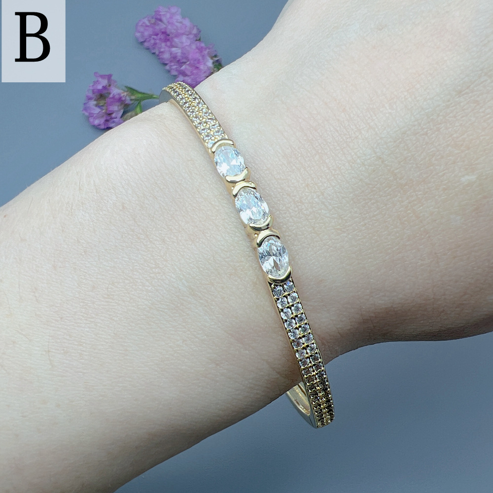 Bangle Classification 1 Piece Quantity Simple Style Water Droplets Copper Inlay Zircon Bangle