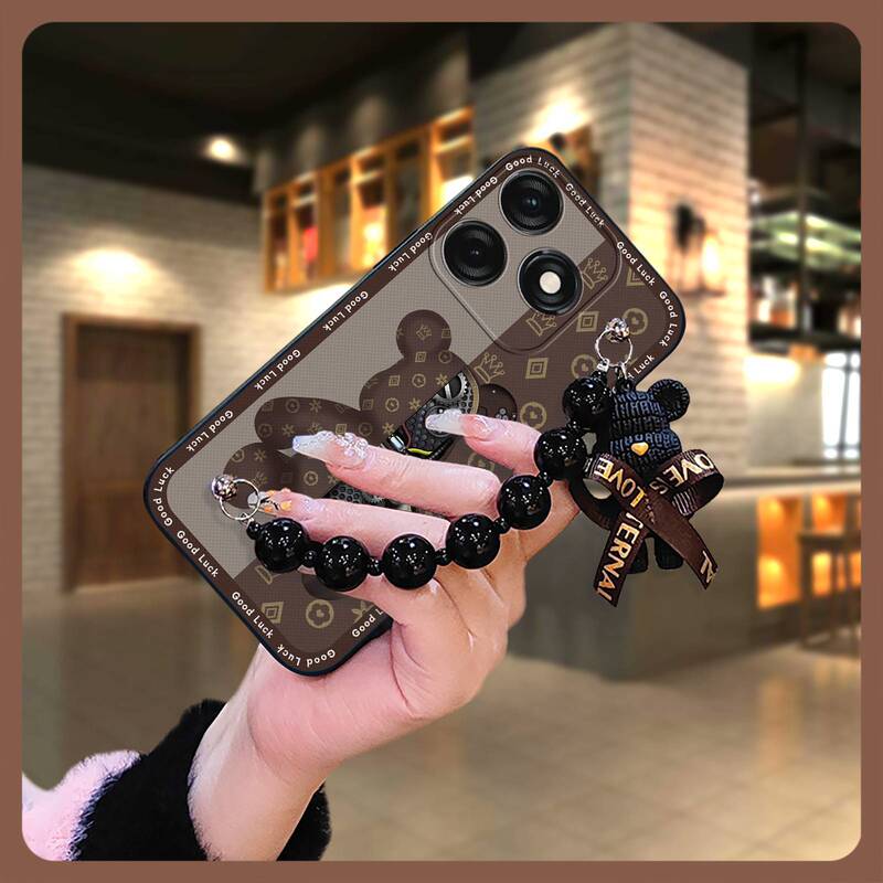 Suitable for Tecno Phone Case Cartoon Creative Men's and Women's High-end Bear Bracelet Youth Simple Fun Dustproof