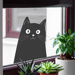 外貿可愛黑色小貓臥室客廳玄關宿舍家居裝飾牆貼貼紙自粘批發跨境