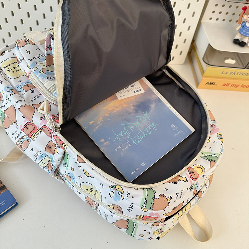 2025 nueva mochila escolar Kapibala, mochila informal, estudiante universitaria, impresión de alto valor, mochila de gran capacidad, marea