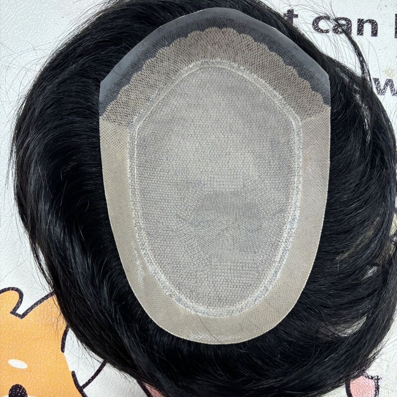 Professional men's hair replacement, ultra-thin hairpiece, breathable wig, invisible scalp, seamless top, double-density black hair, and hairline for the forehead Professional men's hair replacement, ultra-thin hairpiece, breathable wig, invisible scalp, seamless top, double-density black hair, and hairline for the forehead