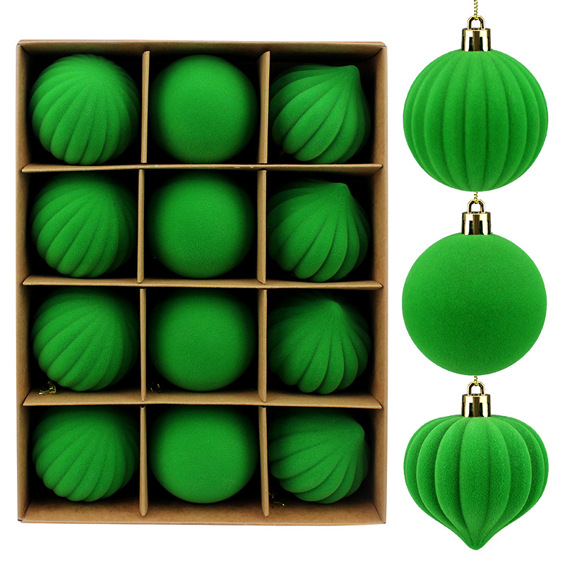 Bolas de Navidad flocadas 6CM / 12pcs flocadas bolas de Navidad decoraciones navideñas fábrica tienda directa Navidad