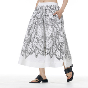 Original Chinese Style Printed Skirt 2025 Summer New Fashion Brand Oversized Swing Skirt Slimming Look Skirt 32132