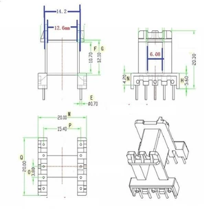 EF20加宽骨架EE20-11骨架变压器EF20-10卧式5-5骨架可配套磁芯