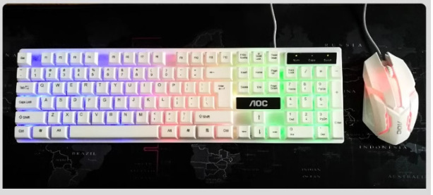 AOC KM100有線USB懸濁発光キーボードマウスセットパソコン茶軸手触りオフィスゲームキーボード|undefined
