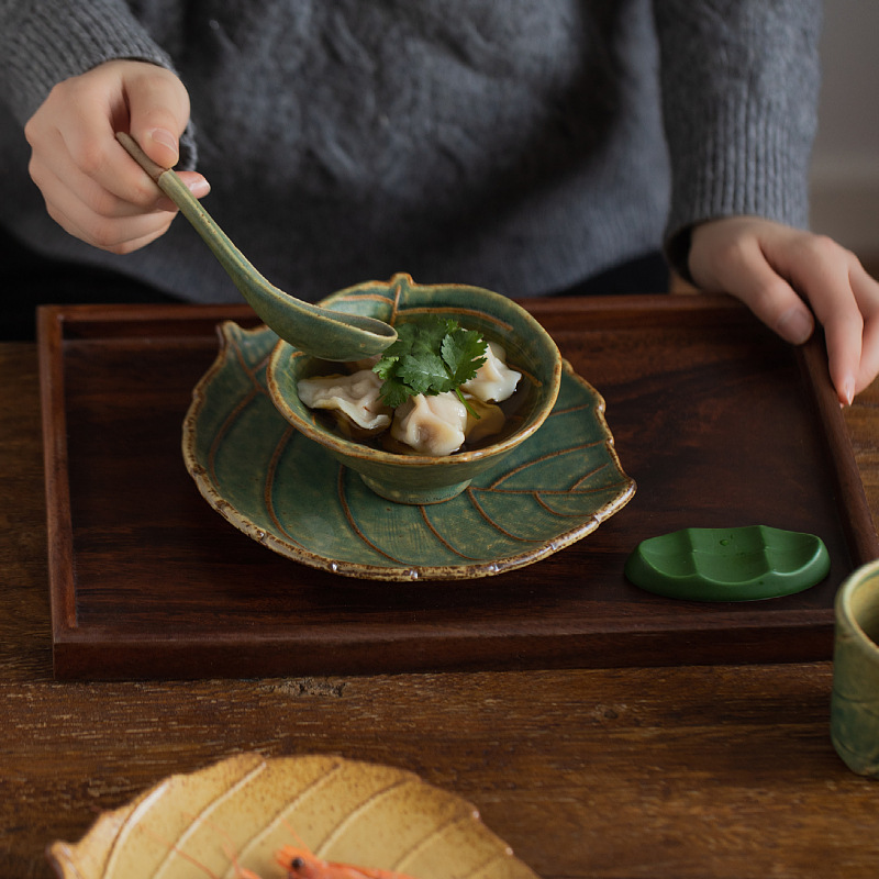 Japanese-Style Rustic Pottery Tableware Underglaze Solid Color Ceramic Bowl Home Rice Bowl Hotel Restaurant Creative Table Setting Cold Dish Plate Japanese-Style Rustic Pottery Tableware Underglaze Solid Color Ceramic Bowl Home Rice Bowl Hotel Restaurant Creative Table Setting Cold Dish Plate