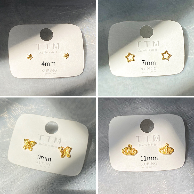 Joyería Asahei estrella flores mariposa pernos de orejas para mujeres japonesas y coreanas pequeños pernos de orejas coreanas ins corona amor pendientes