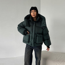 2025冬欧美爆款短款羽绒服韩版时尚百搭保暖面包服立领连帽外套女