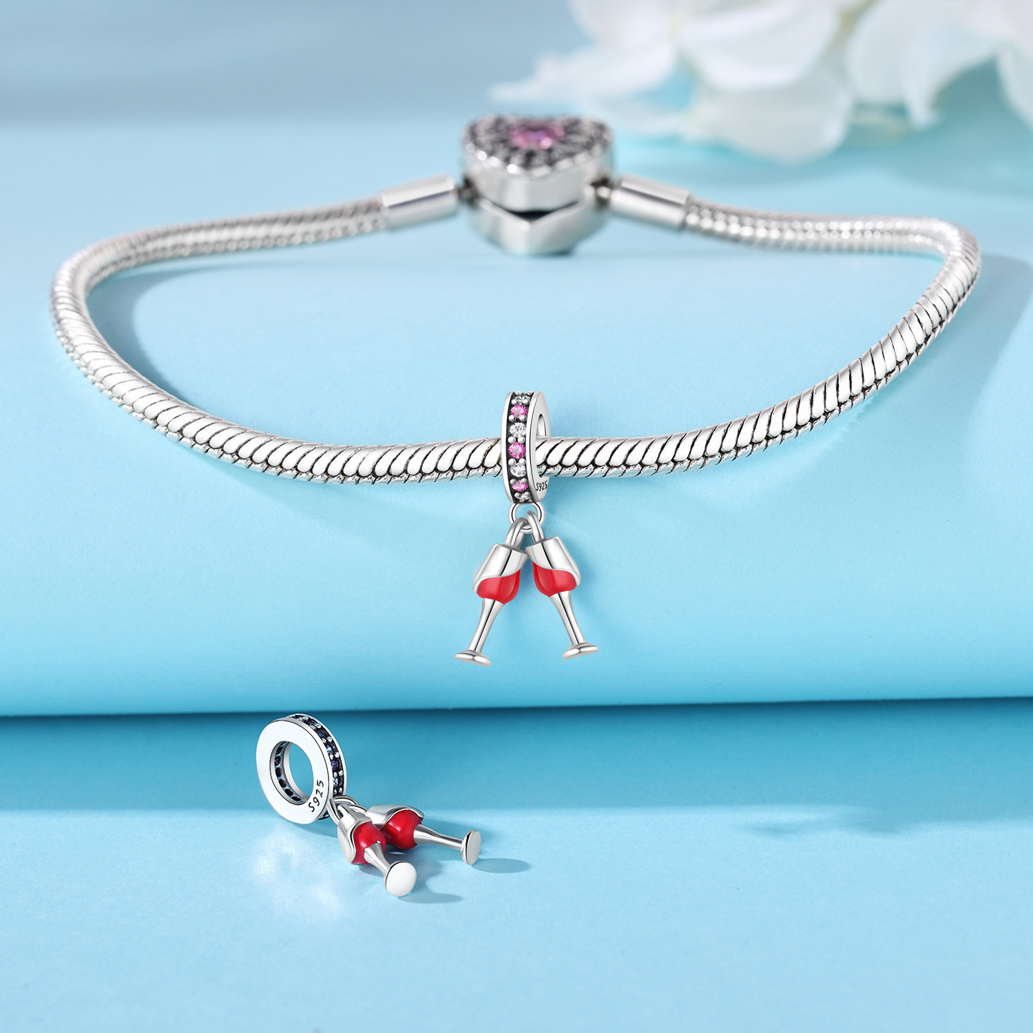 1 Piece 925 Sterling Silver Heart Shape Basketball Anchor Pendant display picture 29