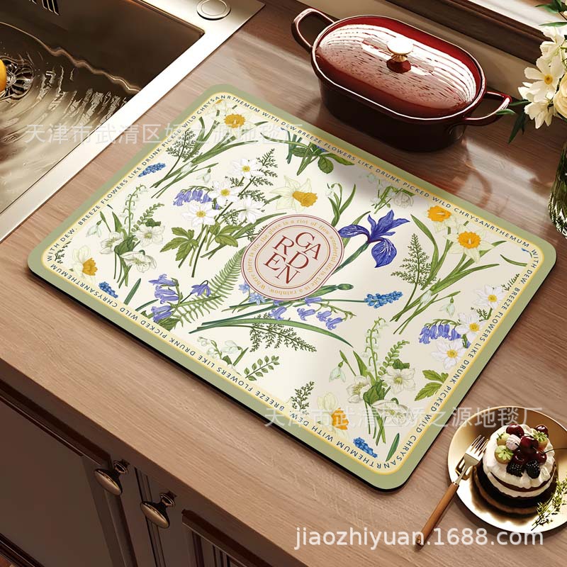 Almohadilla de drenaje transfronteriza, lodo de diatomeas, fácil de cuidar, almohadilla absorbente, encimera de escritorio de cocina, almohadilla de aislamiento antiescaldado, suministro directo de fábrica