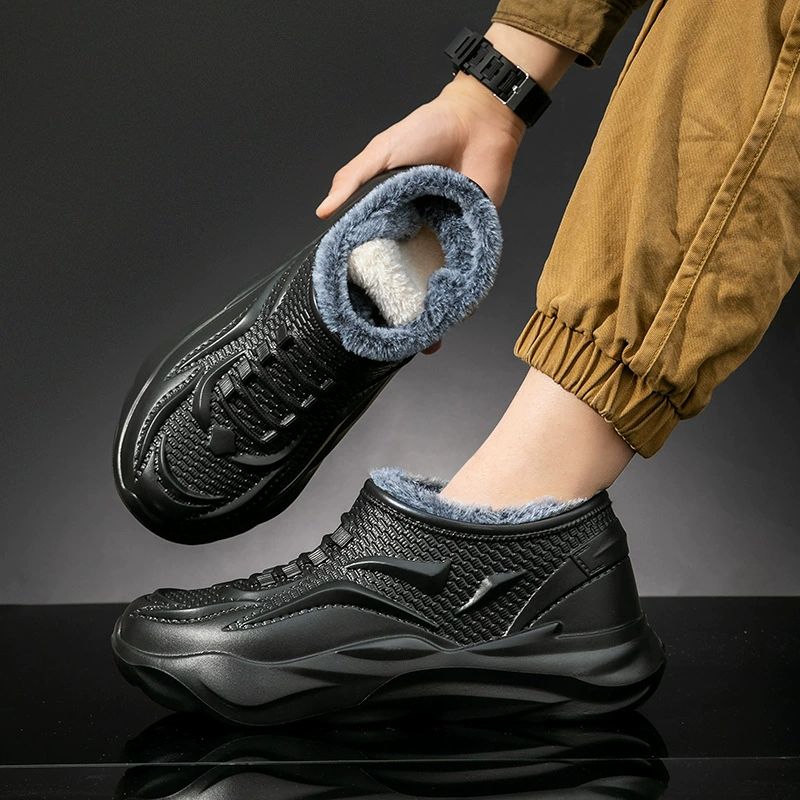 Водонепроницаемые зимние ботинки для мужчин, на флисовой подкладке, утолщенные, теплые, для активного отдыха, сапоги для дождя, слипоны из хлопка.