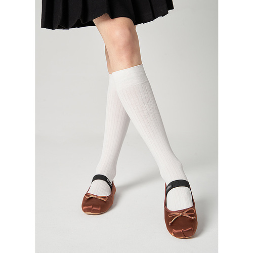 100% Cotton Ankle Socks Summer Thin Mesh Compression Socks for Women, Mid-Calf JK Slimming Leg Socks, Long-Calf Cotton Socks Trendy