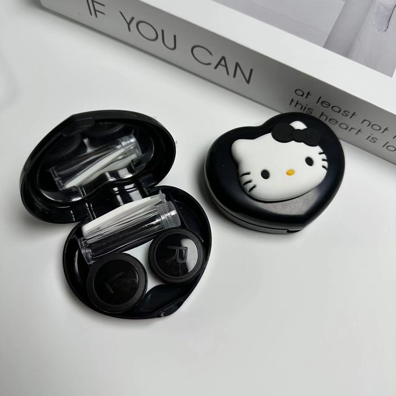 可爱小猫爱心美瞳盒隐形眼镜伴侣盒护理盒小巧简约风高颜值