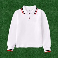 儿童polo衫31888校服标准男女孩中大童长袖体恤白色Polo衫打