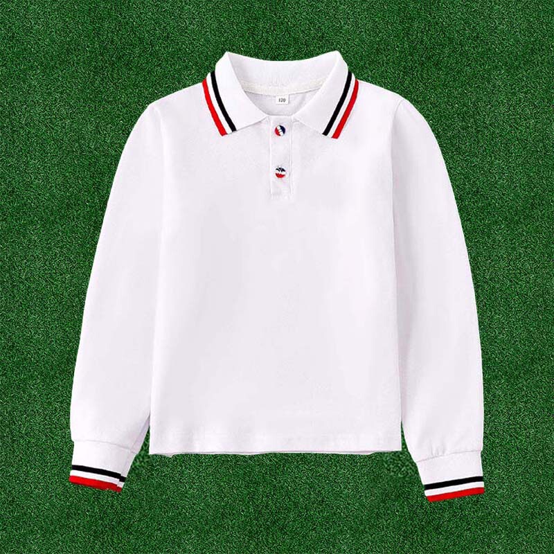 Children's Polo Shirt 31888 School Uniform Standard Boys and Girls Long-Sleeved White Polo Shirt