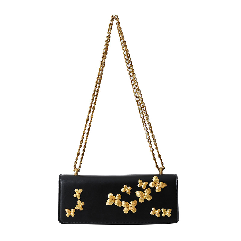 Kleine Nischendesign-Schmetterlingsmode, kleine quadratische 2024-Frühjahrs-neue High-End-Umhängetasche mit einer Schulter und Kette_voghion.com