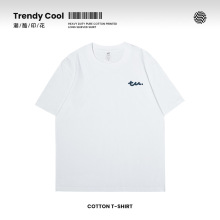 简约男装夏季字母短袖纯棉青少年日系宽松白色t恤休闲半袖男衣服
