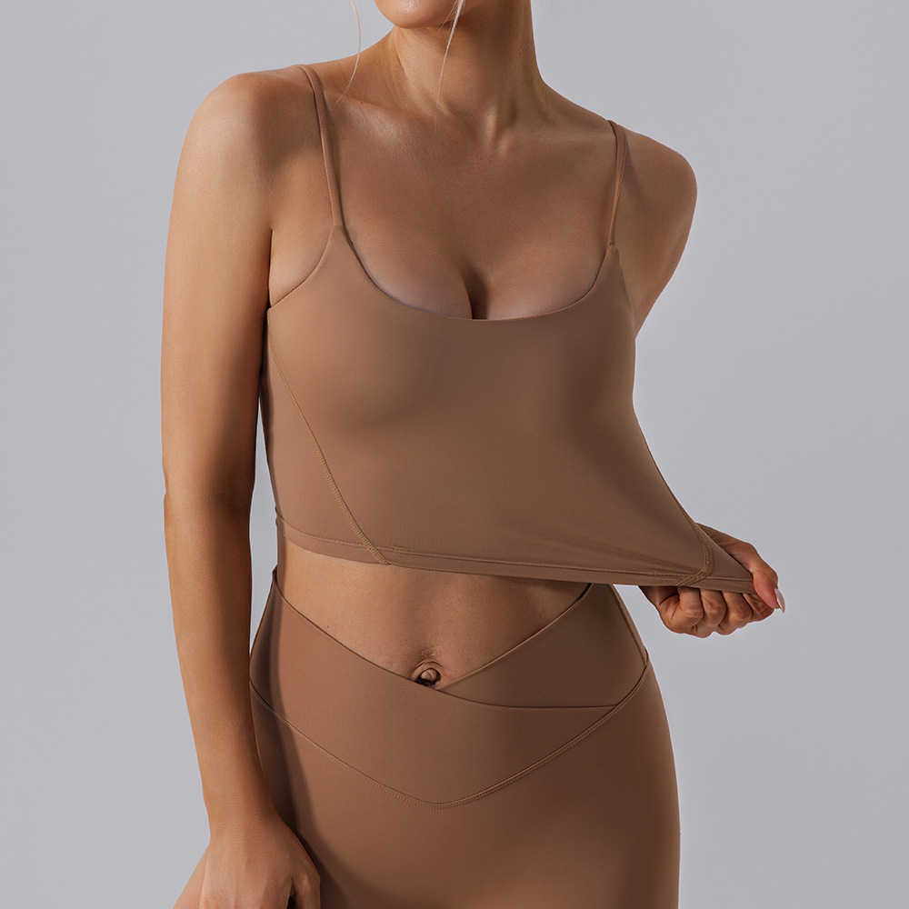 Otoño y invierno desnudos ropa interior deportiva de mujeres de alta calidad correa de hombro delgada yoga cabina de secado rápido sostén de fitness chaleco deportivo