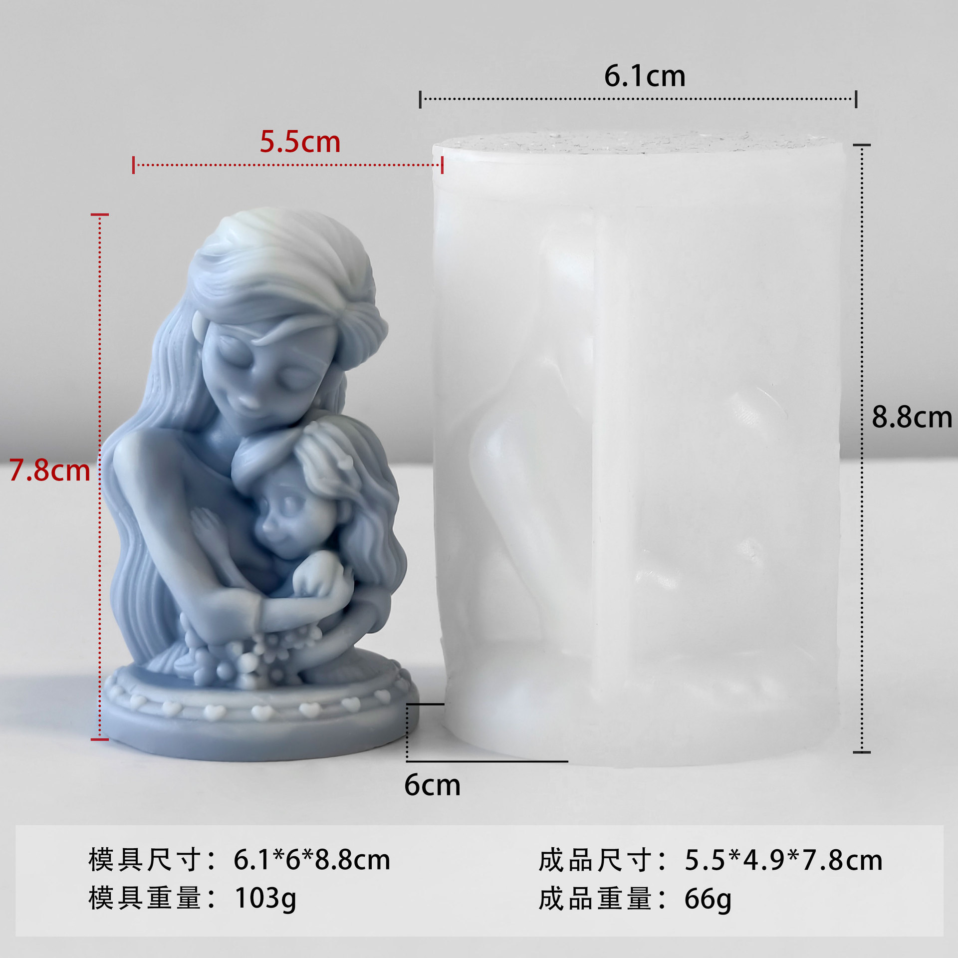 Jiahuimei Día de la Madre Vela de aromaterapia Molde de silicona Diy Retrato del cuerpo humano Esposo de expansión Piedra de incienso Adornos Abrasivos