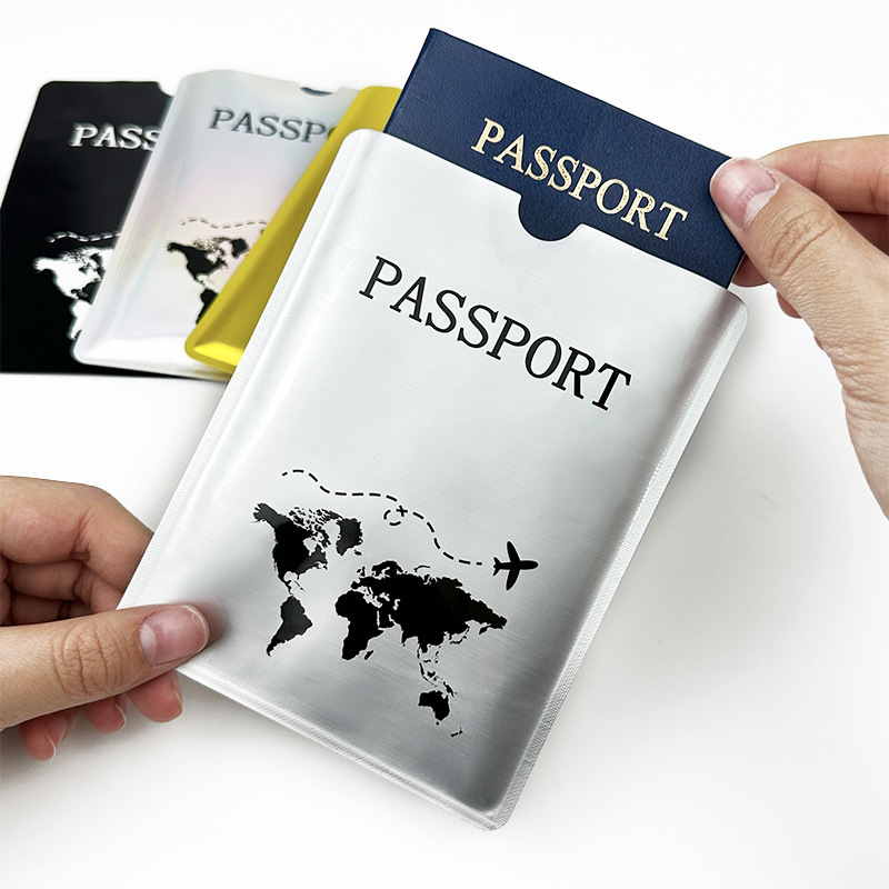 Spot funda protectora de pasaporte de papel de aluminio transfronterizo cepillo antirrobo antimagnético modelo de avión láser passport passport clip al por mayor