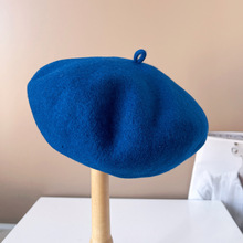 日系光身貝雷帽子女秋冬保暖空姐帽澳洲羊毛畫家帽純色啾啾蘑菇帽