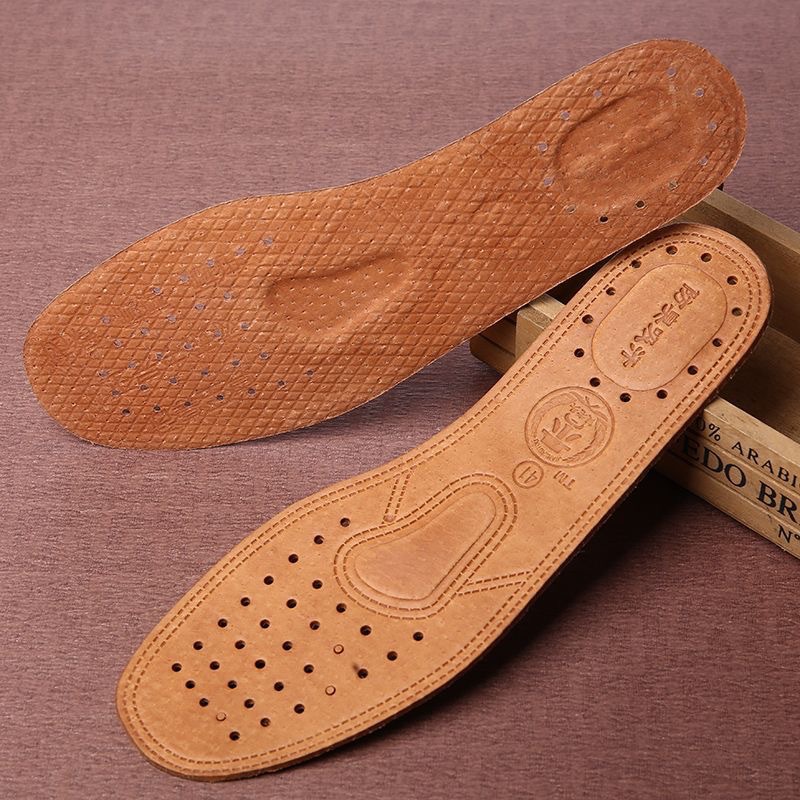 Plantilla gruesa de piel de vaca de primavera y verano, plantilla unisex absorbente de sudor deportiva, plantilla gruesa transpirable de cuero