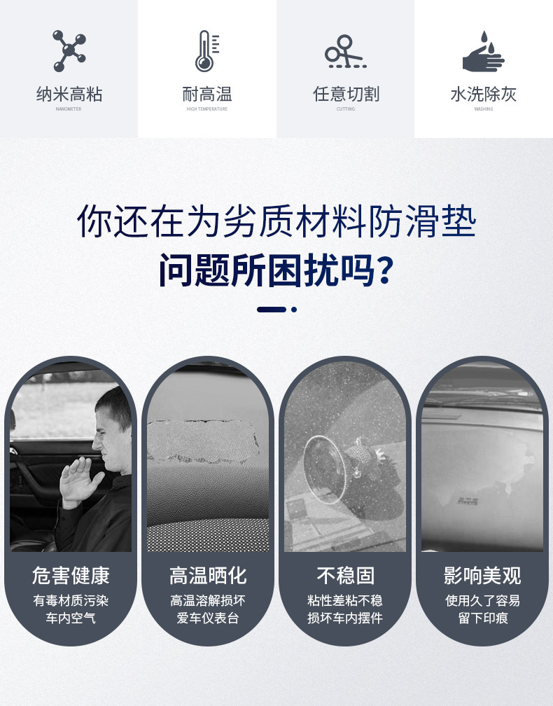 Bevis Car Dashboard PU Anti-Slip Mat for Mobile Phones, High-Temperature Resistant Car Decoration Storage Mat, Manufacturer's In-Stock Product