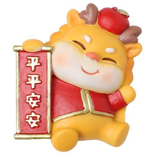 Creative National Trend Year of the Dragon Refrigerator Magnet Cartoon Message Clip New Year Home Decoration 3D Three-dimensional Resin Magnetic Magnet