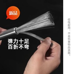 304 high-grade stainless steel pot brush, hangable long-handled wire brush, household kitchen special dishwashing pot brush
