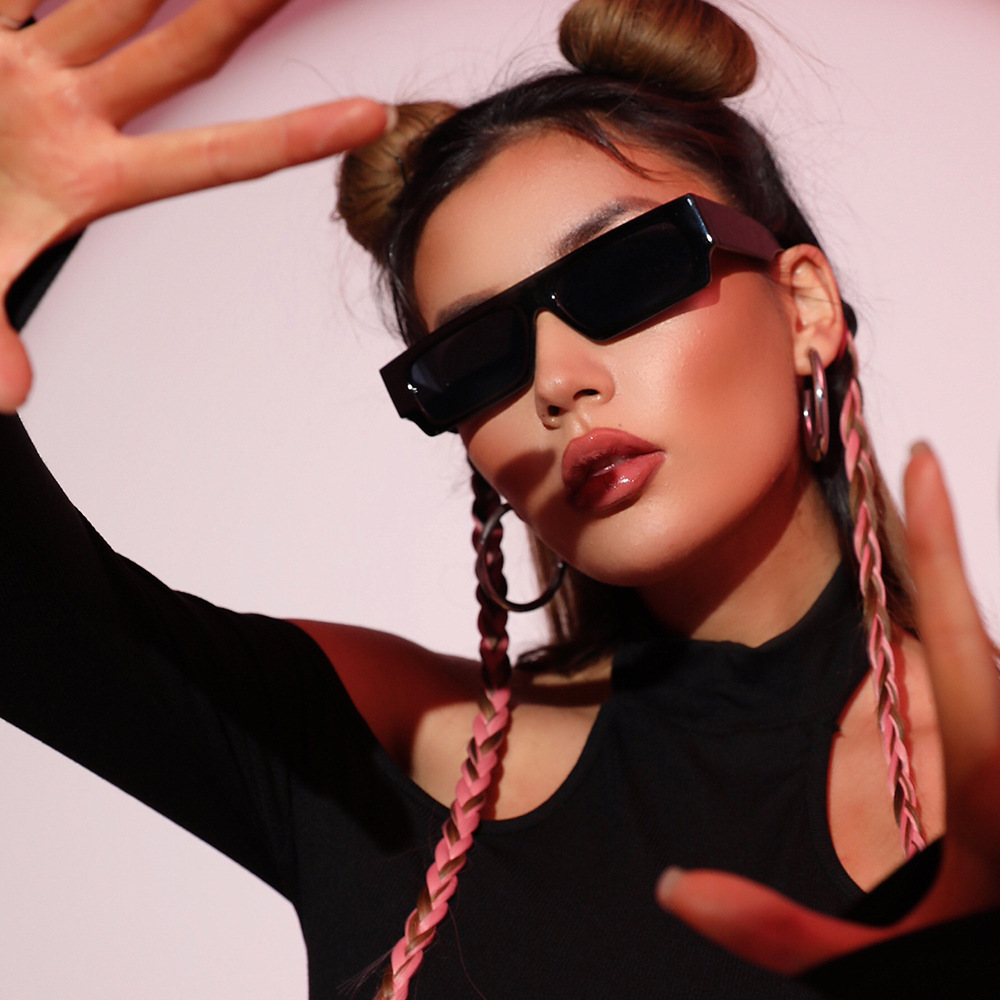 55g Weight Full Frame Glasses Structure Sunglasses Classification Ac, UV400 Protection Lens Material Square Glasses Style Street Occasion Solid Color Pattern Women'S Gender Cool Style Style Grey, Pink, Black Color Cool Style Solid Color Ac UV400 Protection Square Full Frame Women's Sunglasses 1