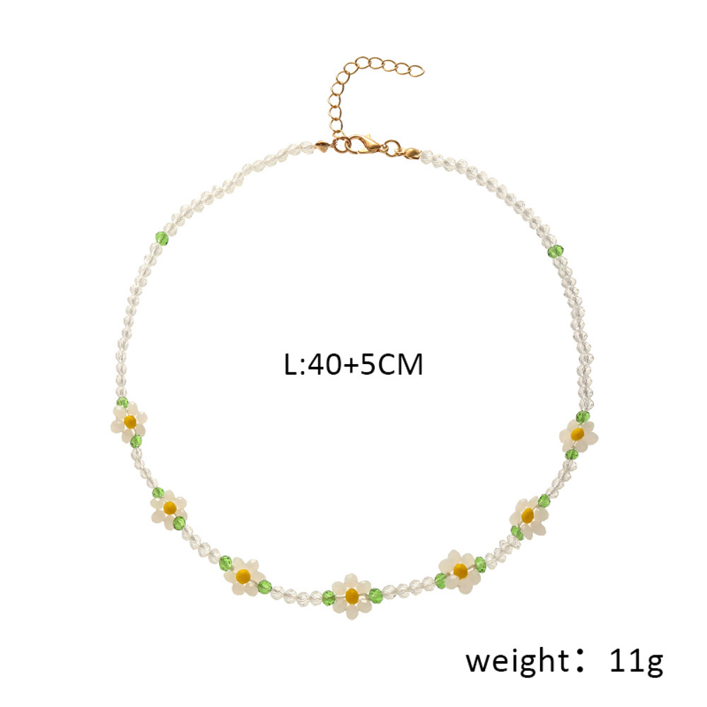 Fashion Flower Alloy Beaded Necklace