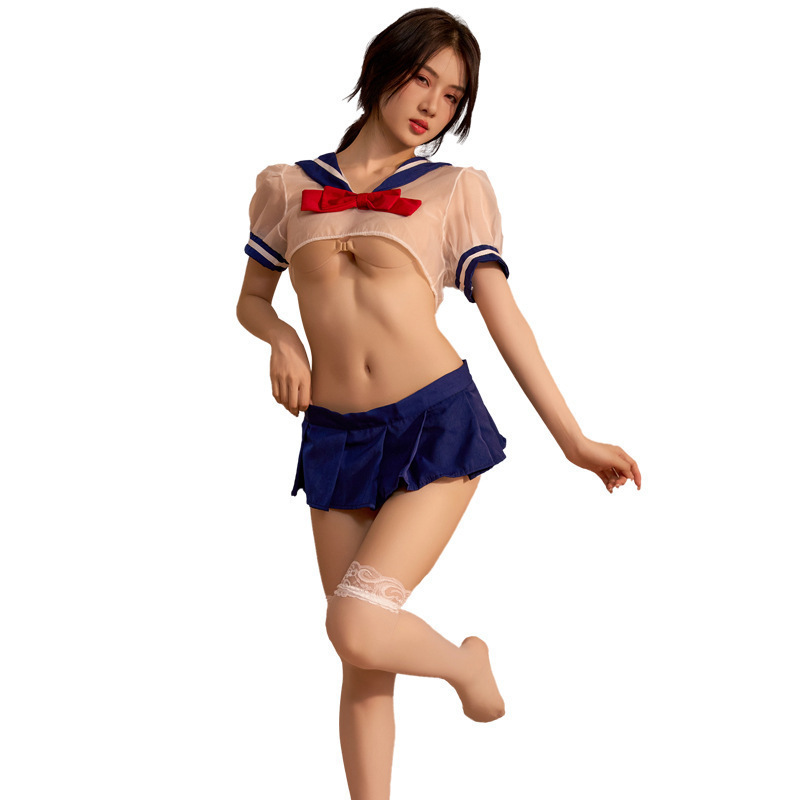 Vestido de estudiante sexy japonés traje de uniforme jk puro estilo caliente chica estilo universitario traje de marinero de una pieza camisón corto