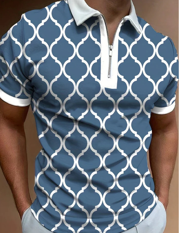 Comercio exterior europeo y americano primavera nueva moda casual popular impresión polo camiseta con cremallera hombres envío gratis