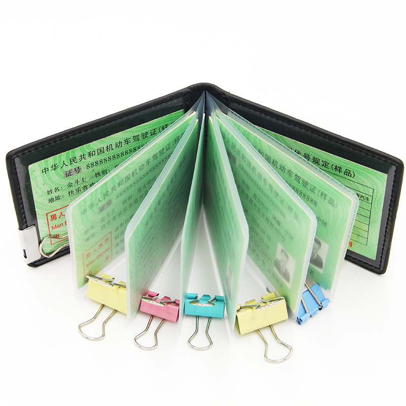 Nuevo vehículo de motor Licencia de Conducir estuche de cuero certificado titular tarjeta caso fino vertical patrón hierro clip bisagra licencia de conducir caso al por mayor