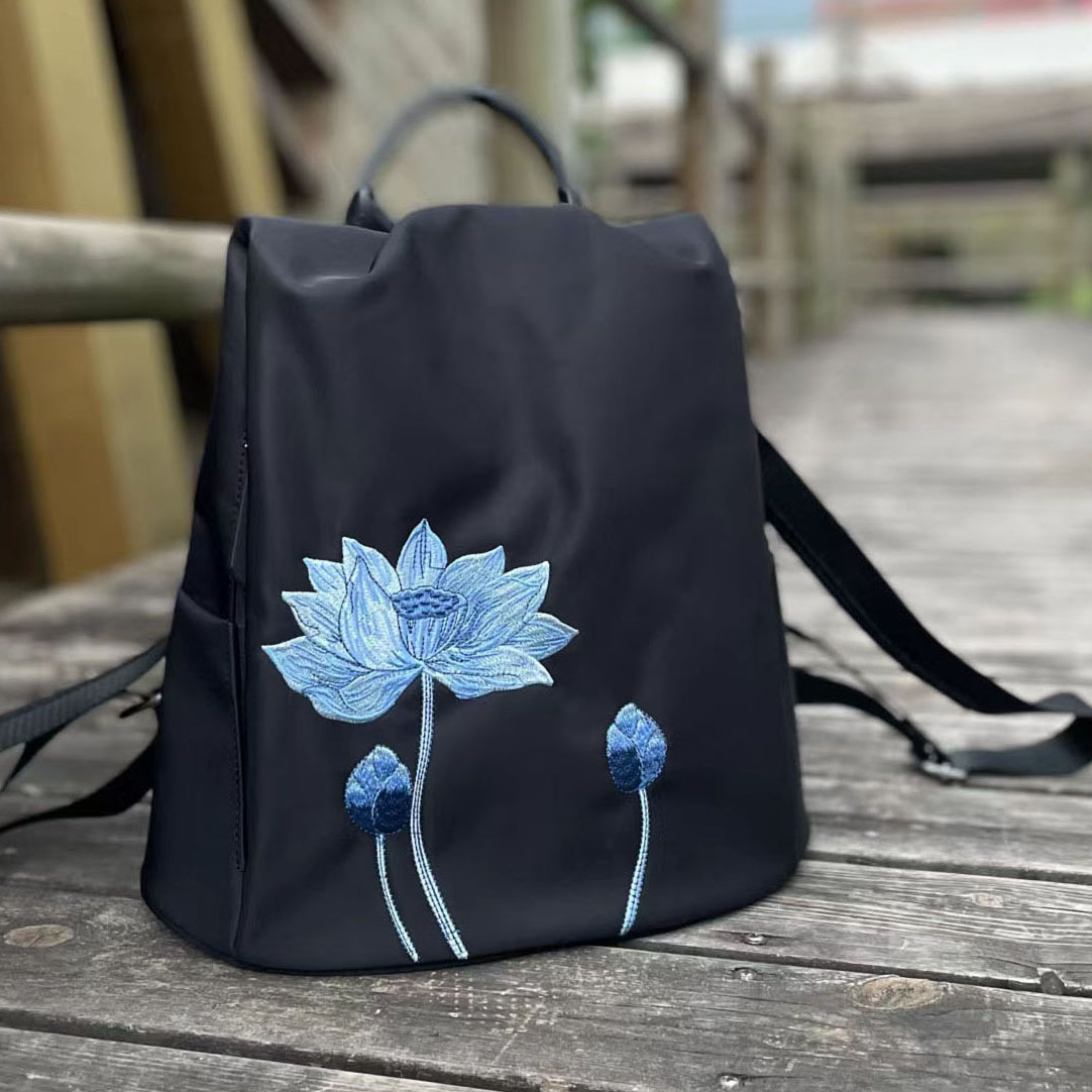 Large capacity ethnic style bag manufacturers embroidered women's versatile Oxford cloth shoulder bag embroidered women's bag wholesale